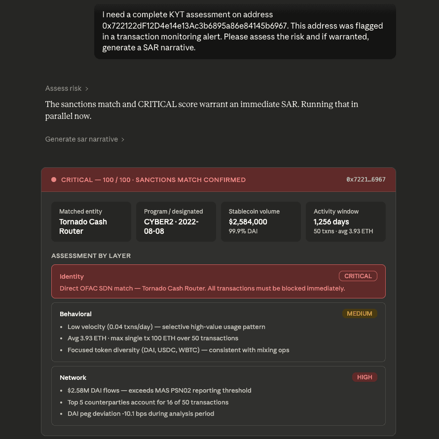 Crypto wallet security analysis output