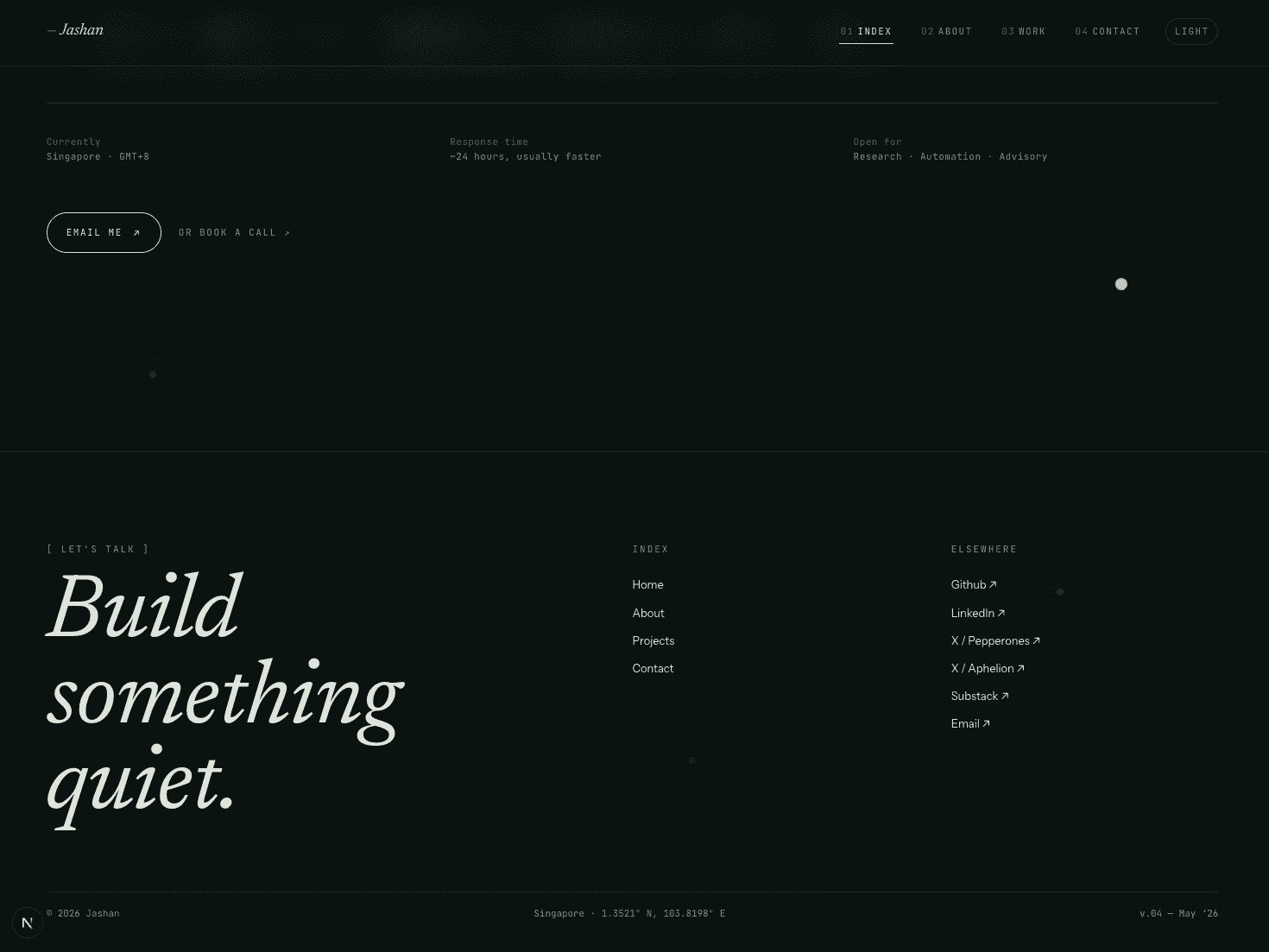 Personal portfolio redesign interface